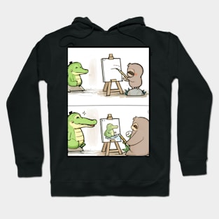 funny sloth drawing crocodile Hoodie